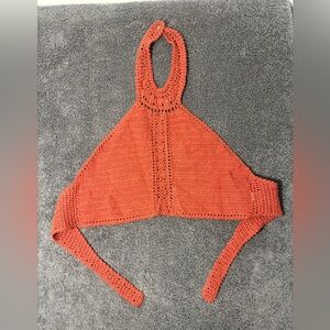 American Eagle Crochet Halter Top in Rust